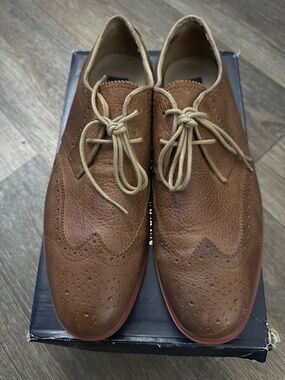 Polo by Ralph Lauren Brown Leather Wingtip Oxfords with Tan Laces